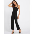 Schwarz verstellbarer Riemen Knopf zurück Jumpsuit OEM / ODM Herstellung Großhandel Mode Frauen Bekleidung (TA7011J)